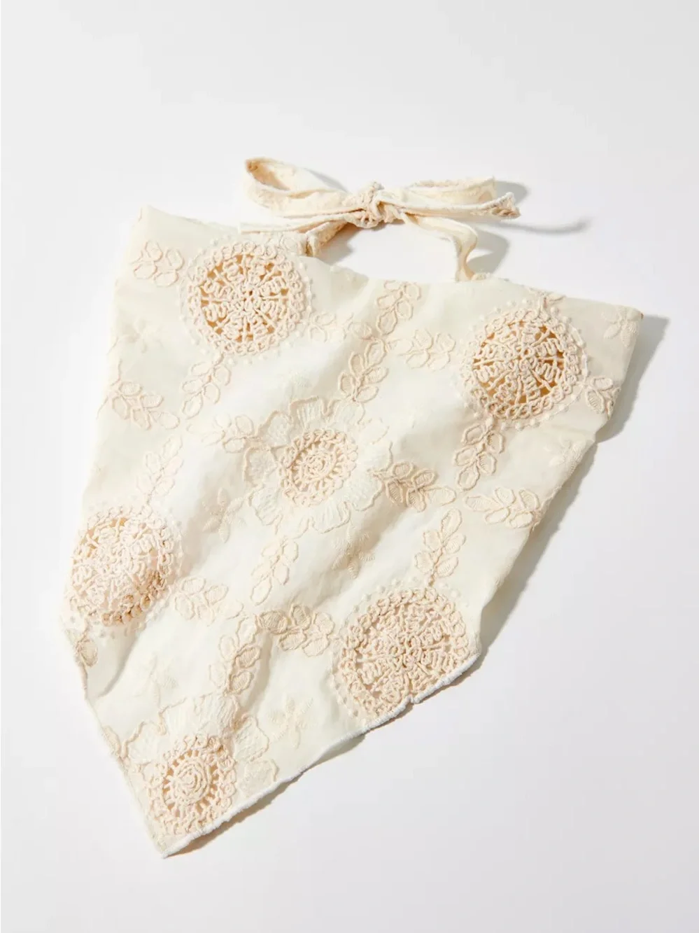 Urban Betty Floral Crochet Headscarf Cream Ivory Boho Cottagecore Bandana